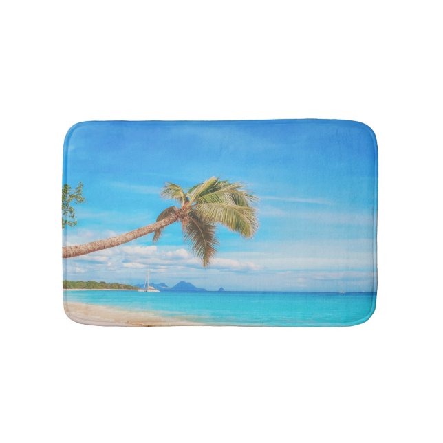 Tropical Caribbean beach Bath Mat (Front)