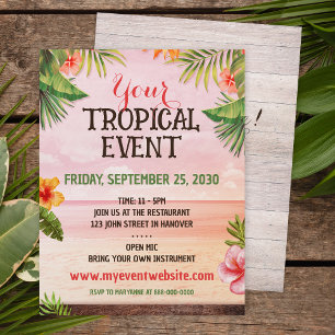 Tropical Caribbean Beach Party Event Flyer
