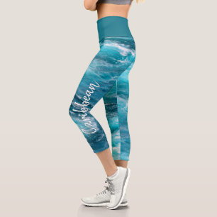 Tropical Caribbean Cruise Turquoise Water Photo  Capri Leggings