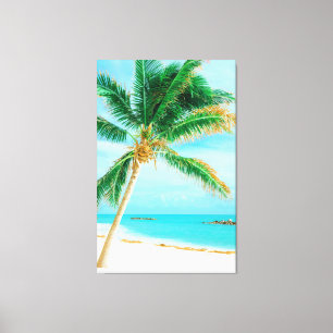 Tropical Caribbean Island Beach Palm Tree Canvas Print