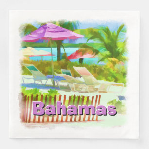 Tropical Caribbean Island Beach Scene - Souvenir  Napkin