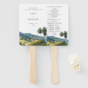 Tropical Caribbean Wedding Program Hand Fan