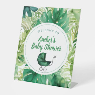Tropical Carriage & Jungle Baby Shower Welcome Pedestal Sign