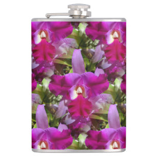 Tropical Cattleya Orchid Flower Hip Flask