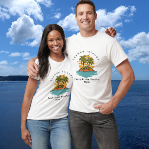 Tropical Cayman Cruise  Sunset Orange Personalise T-Shirt