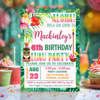 Tropical Celebration Luau Party Birthday Invitation