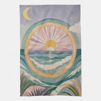 Tropical Celestial Shore Tea Towel