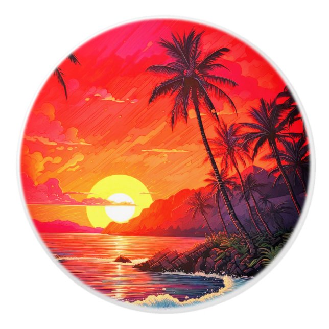 Tropical Ceramic Door Knob/Pull Knob (Front)