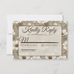 Tropical Champagne Anemones Floral Summer Wedding RSVP Card