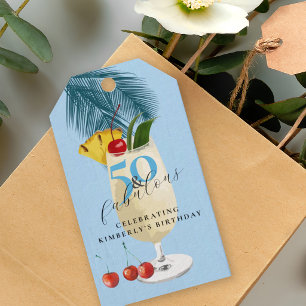 Tropical Cherry Cocktail 50th Birthday Party Gift Tags