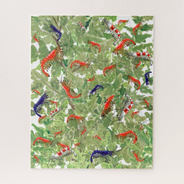 Tropical Cherry Shrimp Aquatic Pet Aquarium Hard Jigsaw Puzzle (Vertical)