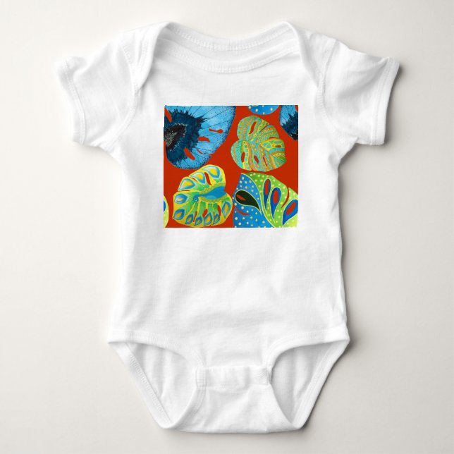 Tropical Chic: Seamless Leafy Pattern. Baby Bodysuit (Front)
