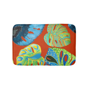Tropical Chic: Seamless Leafy Pattern. Bath Mat