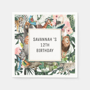 Tropical Chic   Wild Animal Birthday Party Napkin