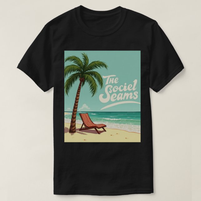 Tropical Chill – Palm Tree & Beach Chair T-Shirt (Design Front)