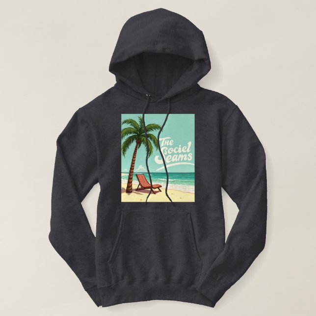 Tropical Chill – Palm Tree & Beach Chair T-Shirt Hoodie (Design Front)