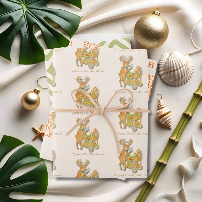 Tropical Chinoiserie Christmas Bar cart Wrapping Paper Sheet (Tropical Chinoiserie Christmas Bar cart Wrapping Paper Sheets)