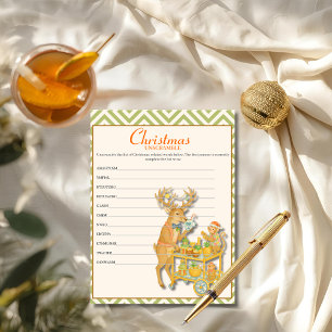 Tropical Chinoiserie Christmas Unscramble game  Holiday Card