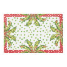 Tropical Christmas Banana Leaf Polkadot Placemat