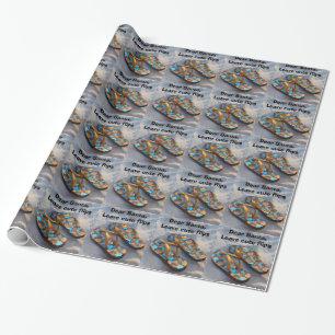Tropical Christmas Beach Flip Flop Sandals Wrapping Paper