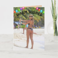TROPICAL CHRISTMAS CARD BIG BUTT BIKINI GIRL CARDS