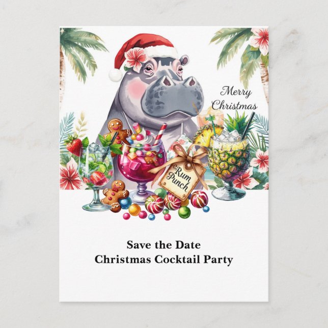 Tropical Christmas Cocktail Party Invitation  (Front)