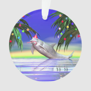 Tropical Christmas Dolphin Ornament