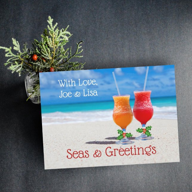 Tropical Christmas Drinks in the Sand Cards (Creator Uploaded)