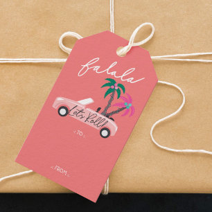 Tropical Christmas Fala Lets Roll Pink Convertible Gift Tags