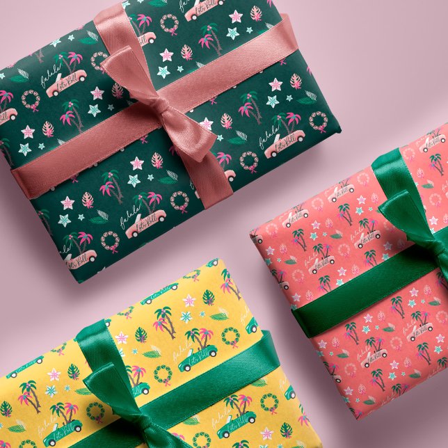Tropical Christmas Fala Lets Roll Pink Convertible Wrapping Paper Sheet (Tropical Christmas Fala Lets Roll Pink Convertible Wrapping Paper Sheet)