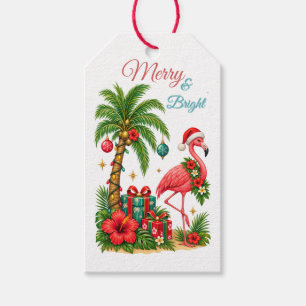 Tropical Christmas Flamingo Greeting Card Gift Tags