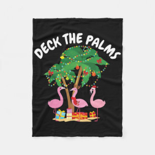 Tropical Christmas Florida Flamingo Deck The Palms Fleece Blanket