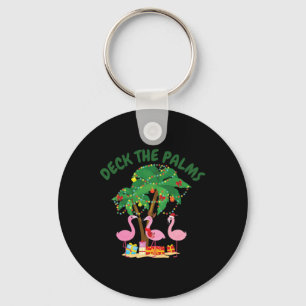 Tropical Christmas Florida Flamingo Deck The Palms Key Ring