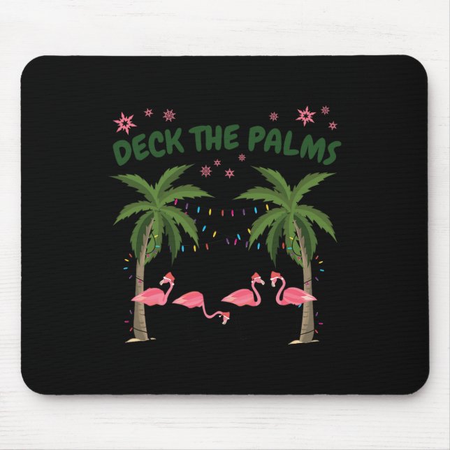Tropical Christmas Florida Flamingo Deck The Palms Mouse Pad (Front)