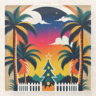 Tropical Christmas Glass Coaster