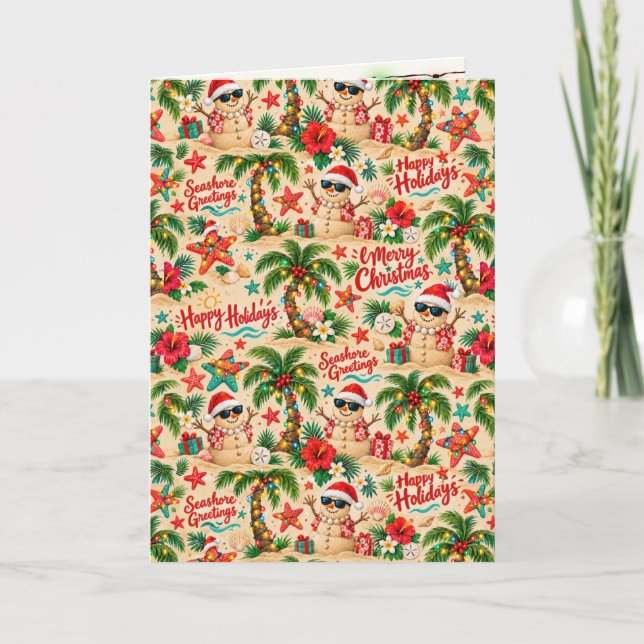 Tropical Christmas Holiday Fun Pattern Card (Front)