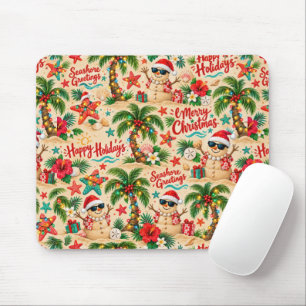 Tropical Christmas Holiday Fun Pattern Mouse Pad