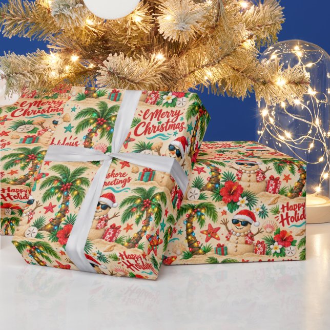 Tropical Christmas Holiday Fun Pattern Wrapping Paper (Holidays)