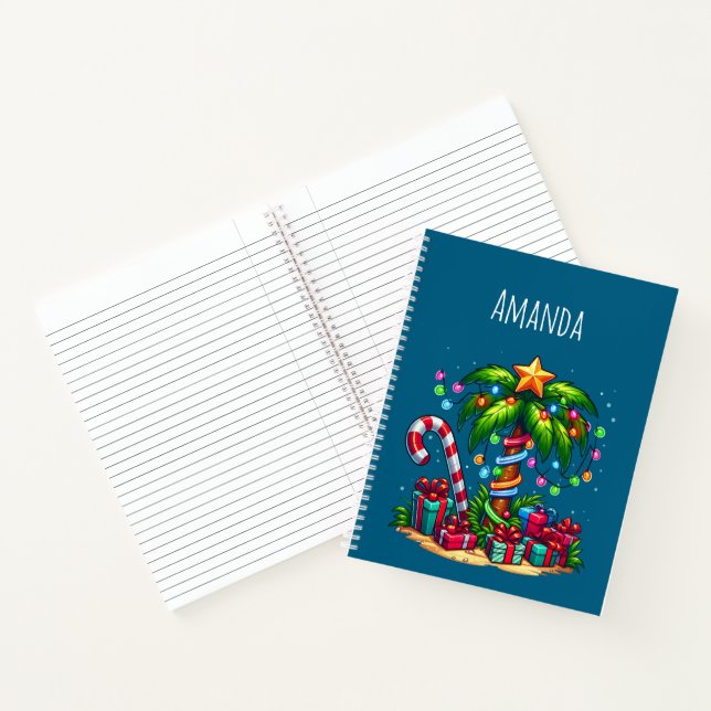 Tropical Christmas Holiday Palm Tree Notebook (Inside)