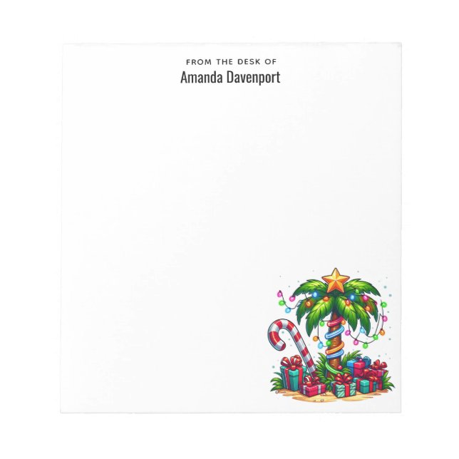 Tropical Christmas Holiday Palm Tree Notepad (Front)