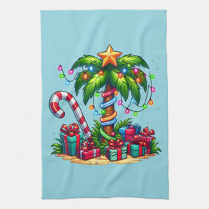 Tropical Christmas Holiday Palm Tree Tea Towel