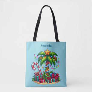 Tropical Christmas Holiday Palm Tree Tote Bag