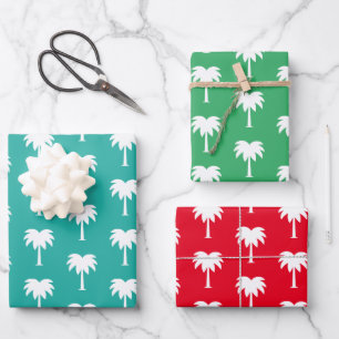 Tropical Christmas in July palm tree pattern Wrapping Paper Sheet