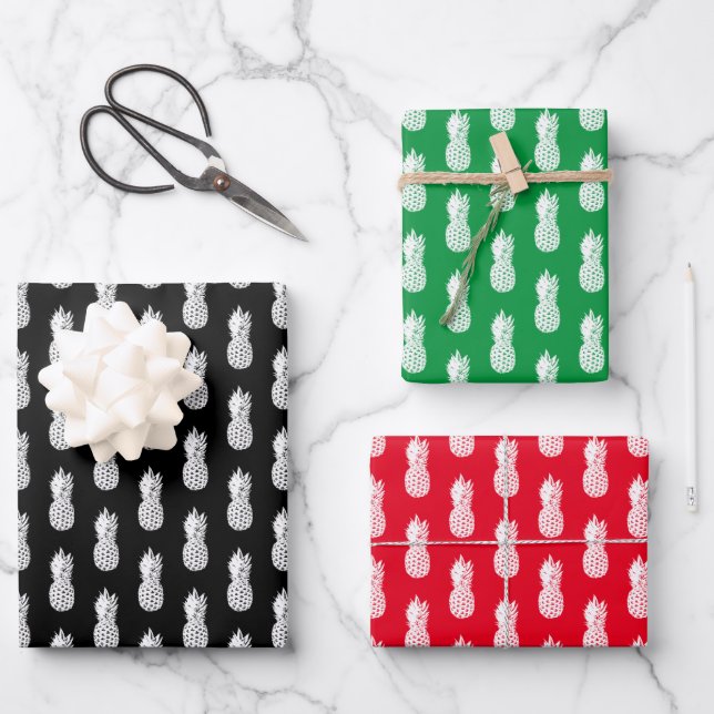 Tropical Christmas in July pineapple print custom  Wrapping Paper Sheet (Front)
