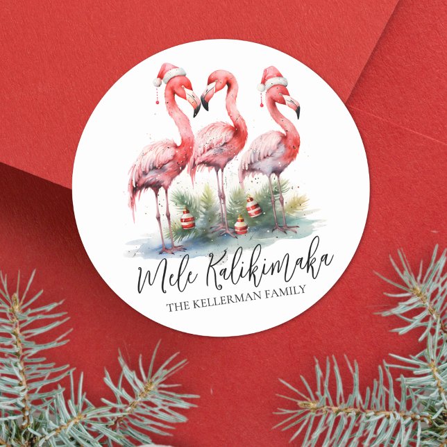 Tropical Christmas Mele Kalikimaka Classic Round Sticker (Tropical Christmas Mele Kalikimaka Classic Round Sticker)