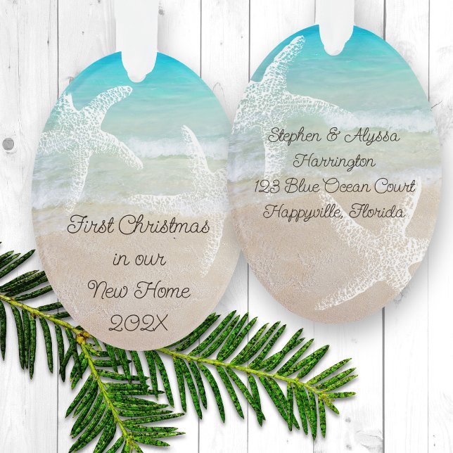 Tropical Christmas New Home Coastal Theme Ornament (Creator Uploaded)
