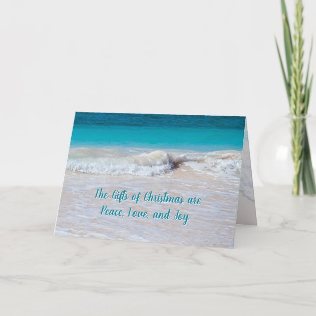 Tropical Christmas Ocean Water Peace Cards (Front)