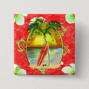 Tropical Christmas Palm Tree 15 Cm Square Badge