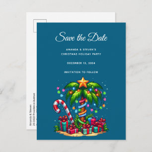 Tropical Christmas Palm Tree Announcement Postcard