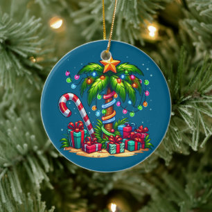 Tropical Christmas Palm Tree Ceramic Tree Decoration